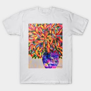 Purple Vase Filled with Flowers Painting T-Shirt